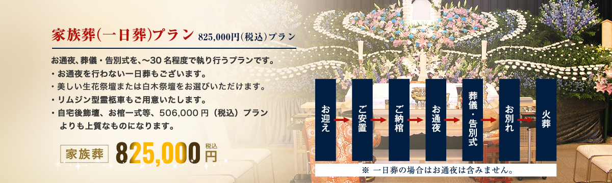 家族葬（一日葬）825,000円プラン